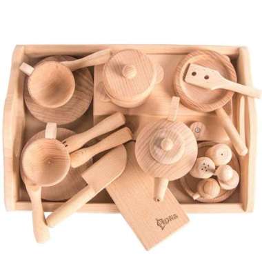 mainan anak masak masakan kayu cooking wooden set Multicolor
