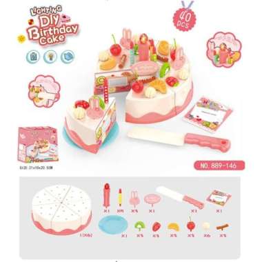 mainan anak potong kue ulang tahun diy birthday cake led Multicolor