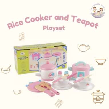 mainan masak anak masak masakan kayu mainan rice cooker mainan teko an Multicolor