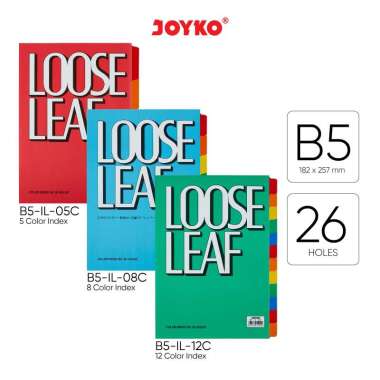 Color Index Loose Leaf Pembatas Kertas Binder Joyko B5 5 Lembar