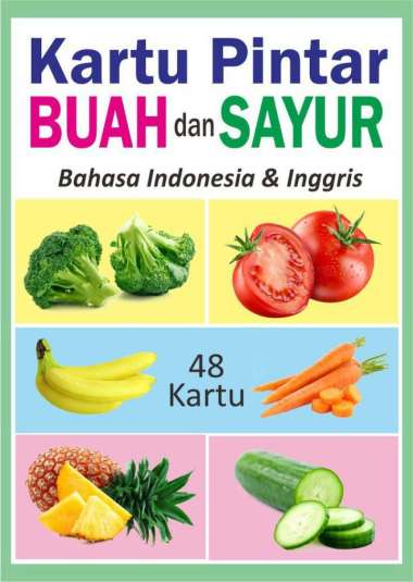 kartu flash card buah dan sayur Multicolor