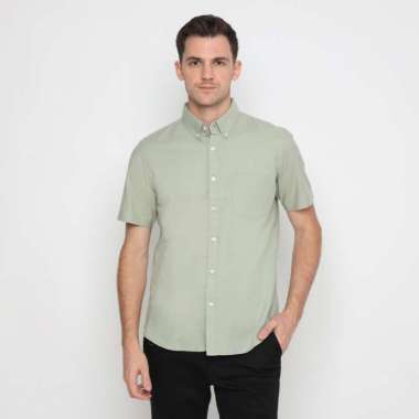 Platini Kemeja Pria Lengan Pendek Basic Katun Oxford Hijau Sage 63251 L