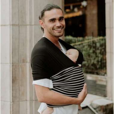 Reversible Black Mikhadou Stretchy Wrap Gendongan Bayi Babywrap Multicolor