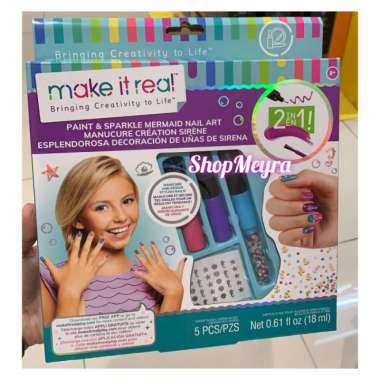 make it real paint and sparkle mermaid nail art Multicolor