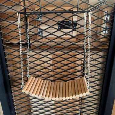 Mainan ayunan jembatan kayu untuk burung hamster sugar glider