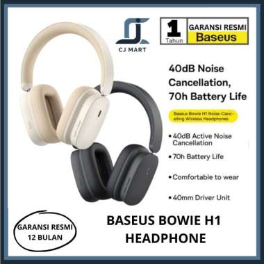 BASEUS BOWIE H1 HEADPHONE ANC HEADSET BLUETOOTH WIRELESS EARPHONE Putih