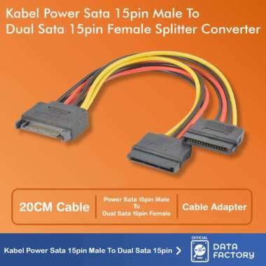 Kabel Power Sata 15pin Male To Dual Sata 15pin Female Splitter Cable