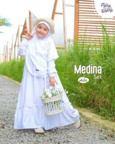 Set Gamis Anak Putih Polos - Gamis Medina Original Manasikana Multicolor