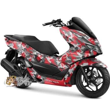 Decal Stiker Full Body Motor Honda PCX 160 / PCX150 Digital Camouflage PCX 160 Merah
