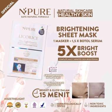 Sheet Mask Npure Licorice Brightening Whitening Glowing Masker Npure Sheetmask
