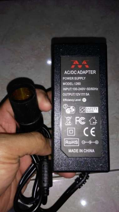 Adaptor Adapter Ac Dc Car Charger Switch 12V 5A Output Soket Lighter Multicolor