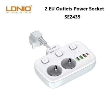 Ldnio Se2435 - Colokan Listrik 2 Lubang Dengan Usb-A Dan Usb-C Pd 20W Multicolor