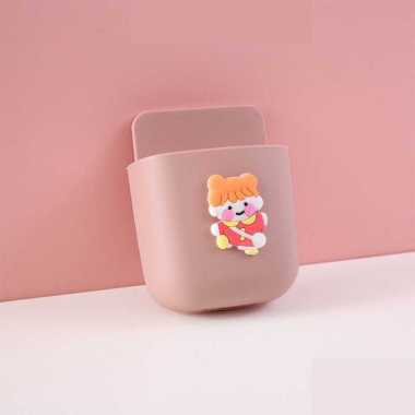 Rak HP Tempel Dinding Multifungsi / Kotak Penyimpanan HP Remote PINK BONEKA