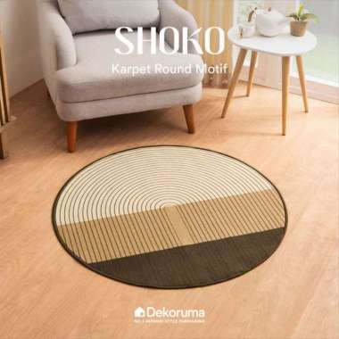 Linori SHOKO Karpet Bulat dengan Motif Diameter 100 cm