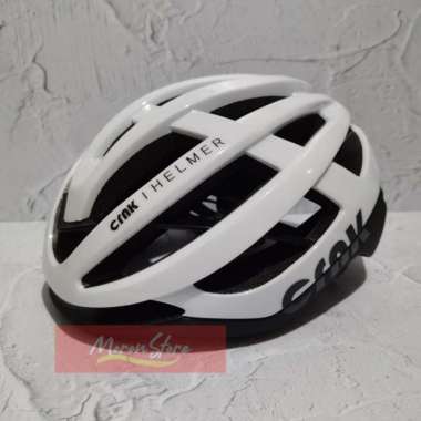 Helm Sepeda CRNK Helmer Magnetic Buckle Ultralight Roadbike Seli MTB M Glossy white