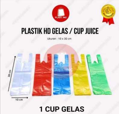 KANTONG PLASTIK CUP GELAS/ CUP JUICE UKURAN 10x30 CM / 1 PACK Bening Biasa