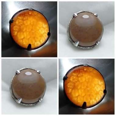 Cincin Akik Batu Motif Gambar Bunga Teratai Tawon Antik 12