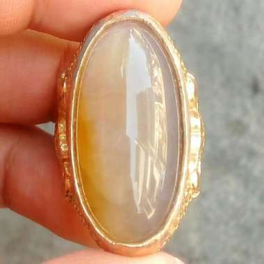 Cincin Akik Batu Pandan Kapas Putih Sisik 1