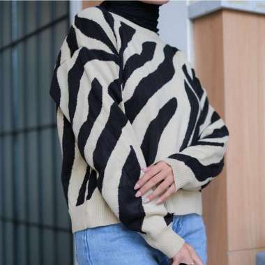 sweater wanita Zebra Knit - Sweater Wanita Bahan Rajut Premium CREAM