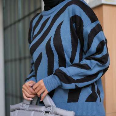 sweater wanita Zebra Knit - Sweater Wanita Bahan Rajut Premium DENIM