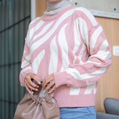 sweater wanita Zebra Knit - Sweater Wanita Bahan Rajut Premium DUSTY
