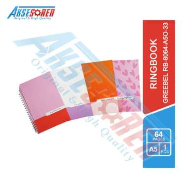 Aksesoren Buku Diary [Greebel RB-8064-A5O-33] / Notebook 64 Halaman / Ringbook / Buku Binder Harian 