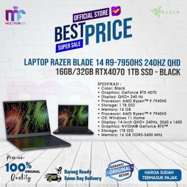 Laptop Razer Blade 14 R9-7950HS 240Hz QHD 16GB/32GB RTX4070 1TB SSD BLACK