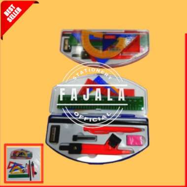 Penggaris Jangka Set / Perlengkapan Sekolah / Jangka Satu Set Komplit Multicolor