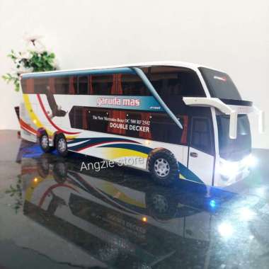 Miniatur Bus Bis Garuda Mas Double Decker Lampu Multicolor