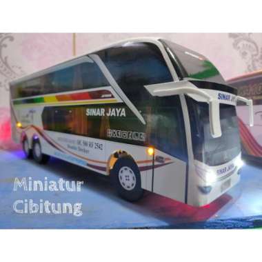 Miniatur Bus Bis Sinar Jaya Double Decker Lampu Multicolor