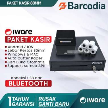 Paket Mesin Kasir Android Bluetooth Iware 80mm Auto cutter