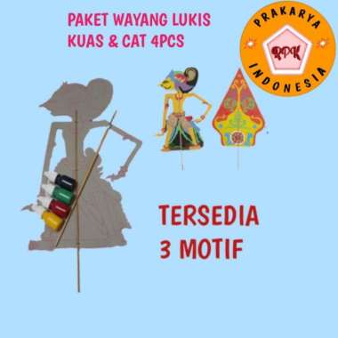 Seni Wayang Kertas Karton Lukis + Cat 4 Warna + Kuas Multicolor