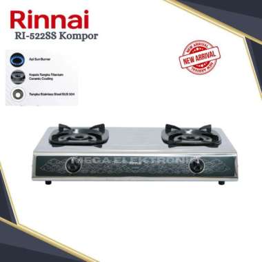 Rinnai RI-522SS Kompor 2 Tungku Stainless Steel KOMPOR+SELANG GAS