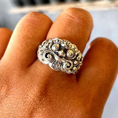 Cincin Ring Perak silver Ukir Barong Boma Bali Asli 925 Pria Laki Custom Etnik