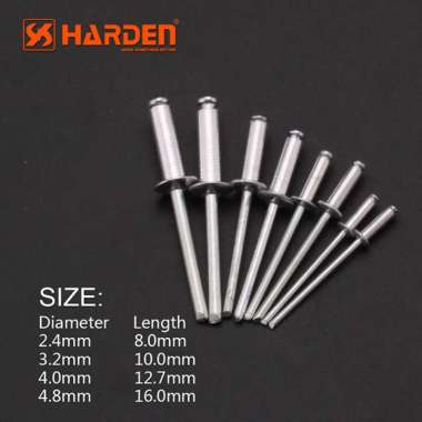 Paku Alumunium Rivet 2.4mm, 3.2mm, 4mm, 4.8mm / Paku Rivet HARDEN 4x12.7mm