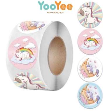 Yooyee Stiker Roll Bulat Karakter 1 Roll 500 Pcs Roll Sticker