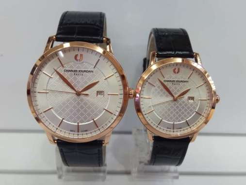 Jam Charles Jourdan CJ1085 Leather Strap Pria Rose White Blac