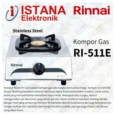 RINNAI KOMPOR GAS 1 TUNGKU STAINLESS STEEL RI-511E