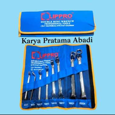 LIPPRO KUNCI RING SET 8 PCS 6 - 24 ( 75 DEGREE SET ) DOUBLE BOX ENDS