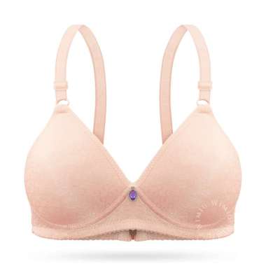 Wimiu BH Wanita Bra Wanita Busa Tipis Beha Tanpa Kawat Katun Cup B Kait 3 100177 Pink 36