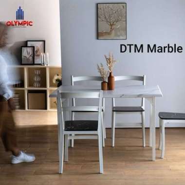 Meja Makan Olympic kursi 4 DTM Marbel Multicolor
