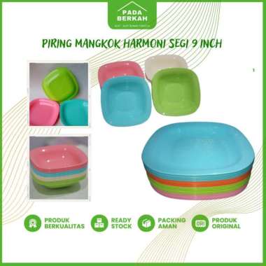 Mangkok Piring Harmoni 9 inch Mangkok Piring Plastik Bentuk Segi Piring 1Lusin