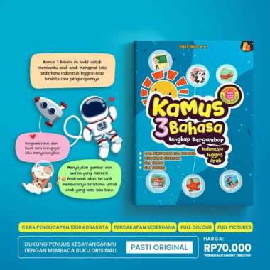 Kamus 3 Bahasa Lengkap Bergambar Indonesia-Inggris-Arab