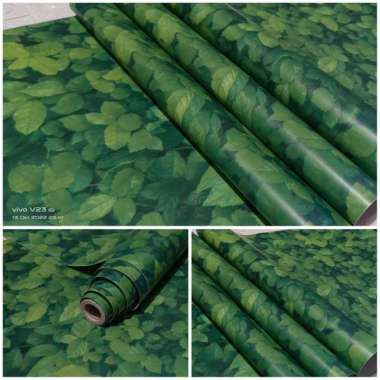 wallpaper dinding stiker hijau daun hidup pemandangan syantik elegan