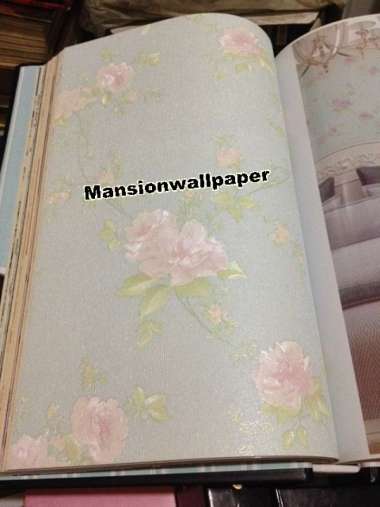 Wallpaper Dinding Biru Bunga Soft Elegan