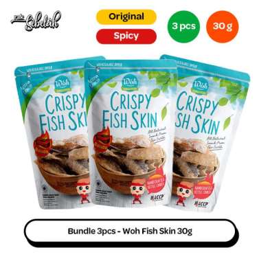 Bundle 3pcs - Woh Crispy Fish Skin Chips 30g | Less Oil | Gluten Free Balado