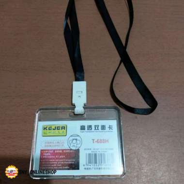 ID Card Holder / Name Tag Yoyo / Casing ID Card Acrylic 2 Sisi KEJEA Horizontal Tali