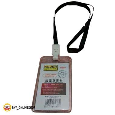 ID Card Holder / Name Tag / Casing ID Card Vertikal Tali Acrylic 2 Sisi KEJEA