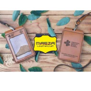 Mivaso TERMURAH..!! Name Tag Kulit Asli Flip Lipat Magnet - Id Card Holder Kulit - Name Tag Id Card 