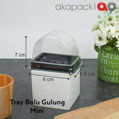 Tray Mika Bolu Gulung Mini / Tray Mika Roll Cake / Mika Mini Slice Cake Putih
